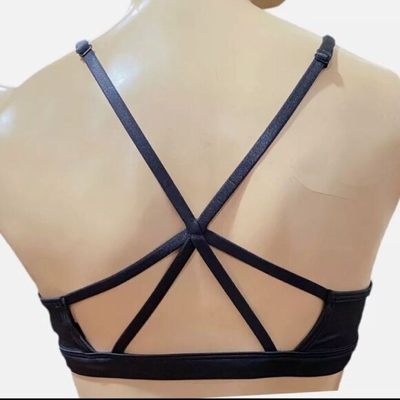 Victoria’s Secret Wet Look weightless strappy unlined sport bra black Large - Picture 6 of 6